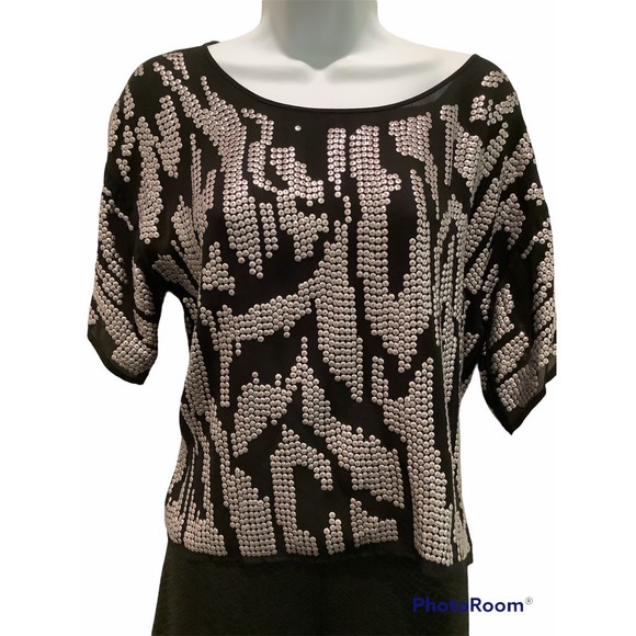 Madison Marcus Tops - MADISON MARCUS BLACK SILK SEQUIN TOP S